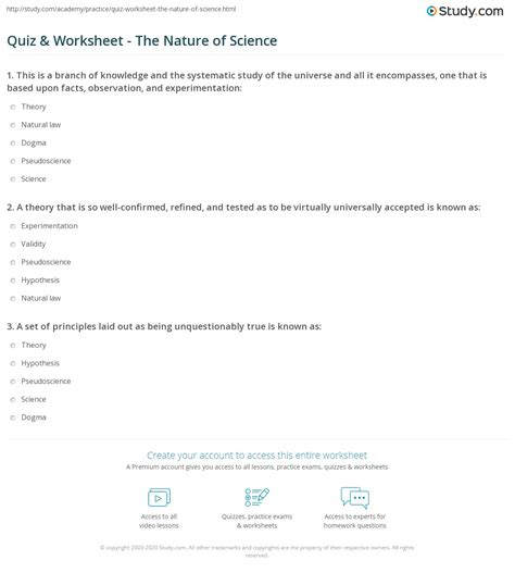 the nature of science worksheet answer key